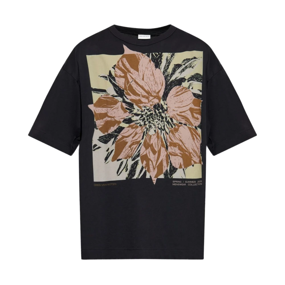 Dries Van Noten Zwart Crew Neck Korte Mouw Top Black Heren