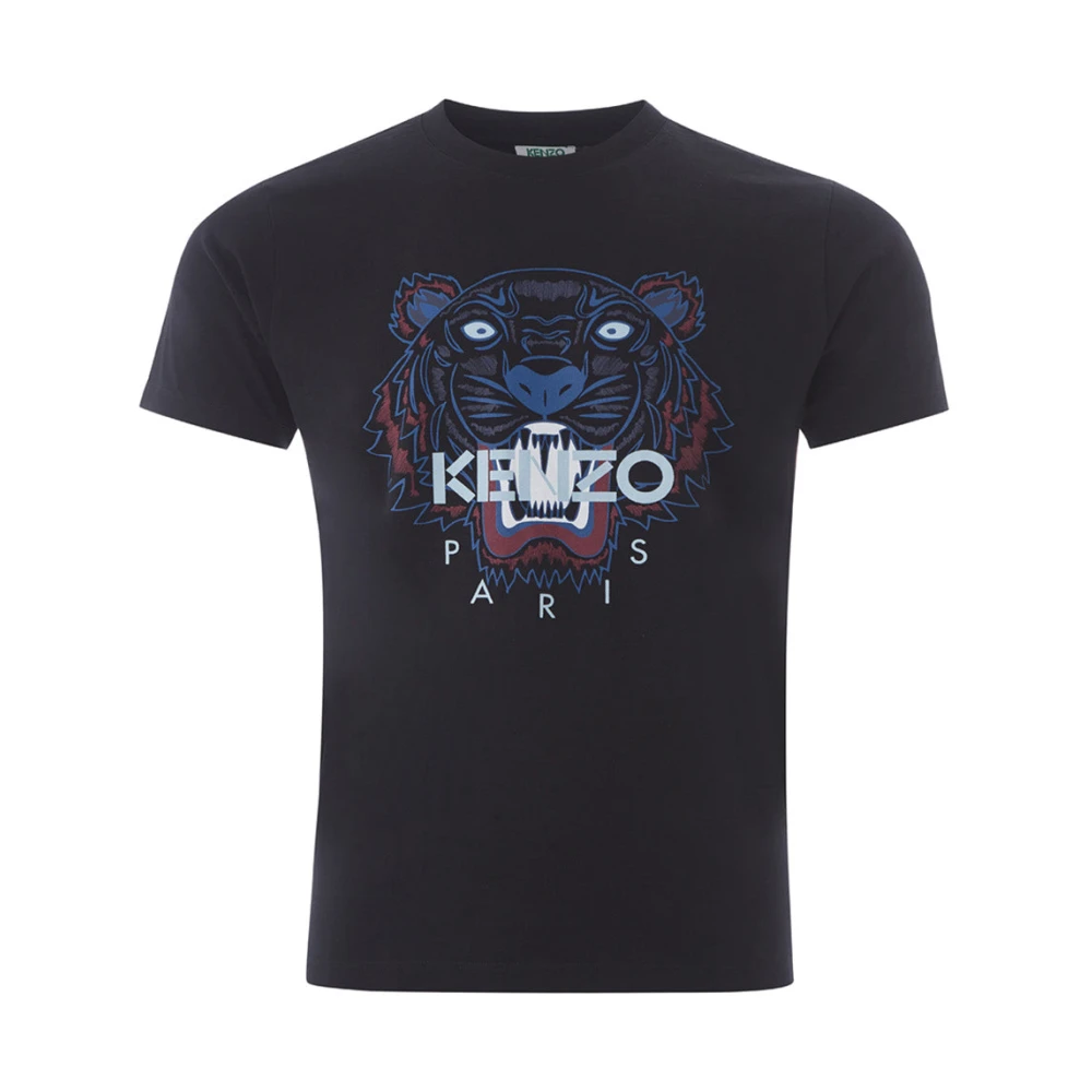 Kenzo Zwart Katoenen T-Shirt met Tijgerprint Black Heren
