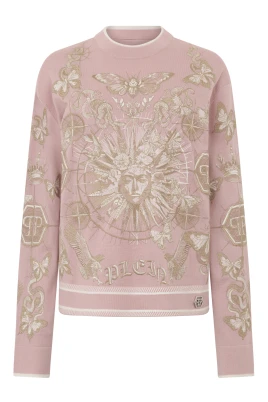 Rundhalsad Pullover Fjärilstatuering