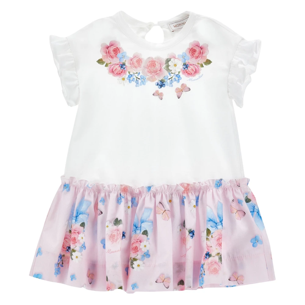 Monnalisa Girls Multicolor Butterflies And Flowers Dress - Dresses - 9 M - Kids