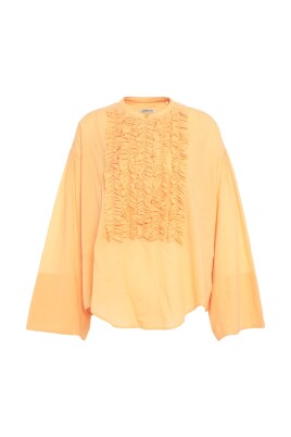 orange-ruffled-blouse-with-trumpet-sleeves
