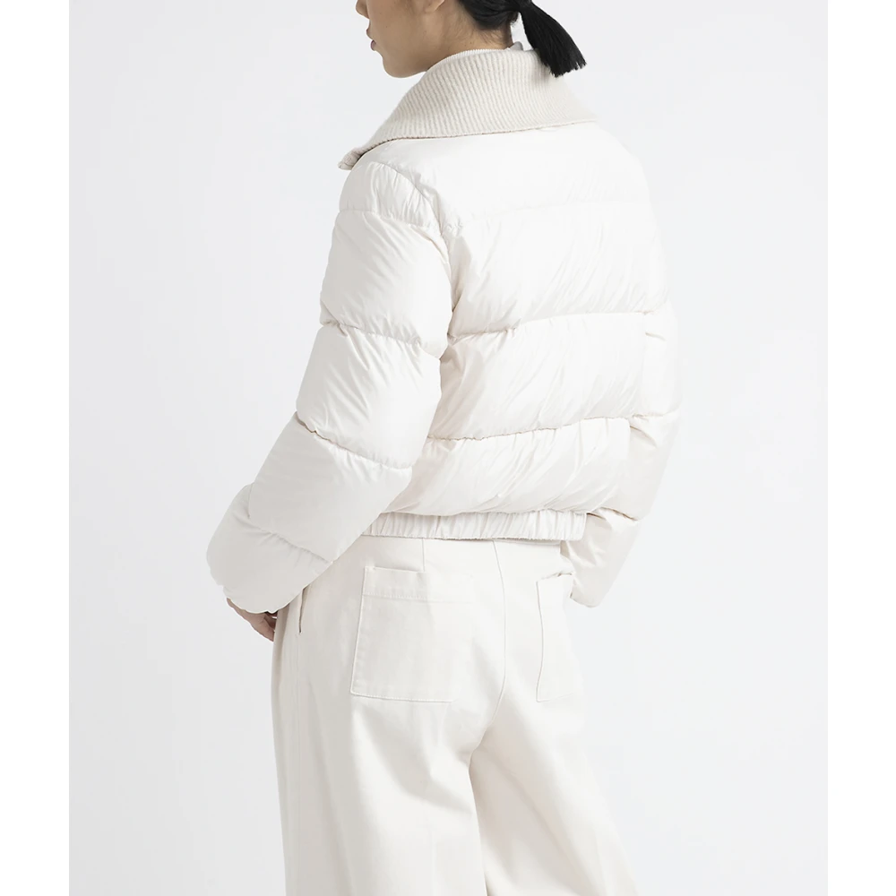 PESERICO Korte donsjack met tricot kraag Beige Dames