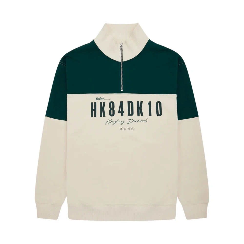 Woodbird Casual Half Zip Sweatshirt White Heren