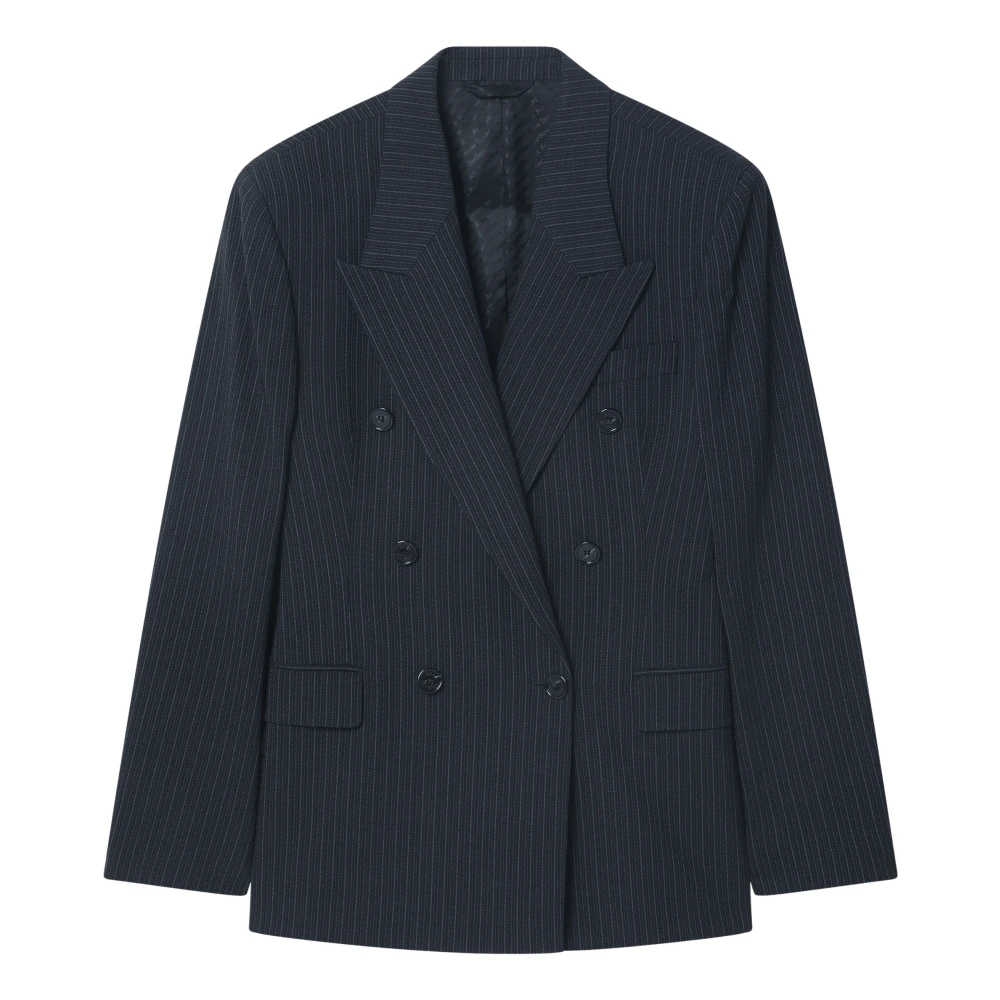 Acne Studios Dubbelborstig Jas met Handtekening Black Dames