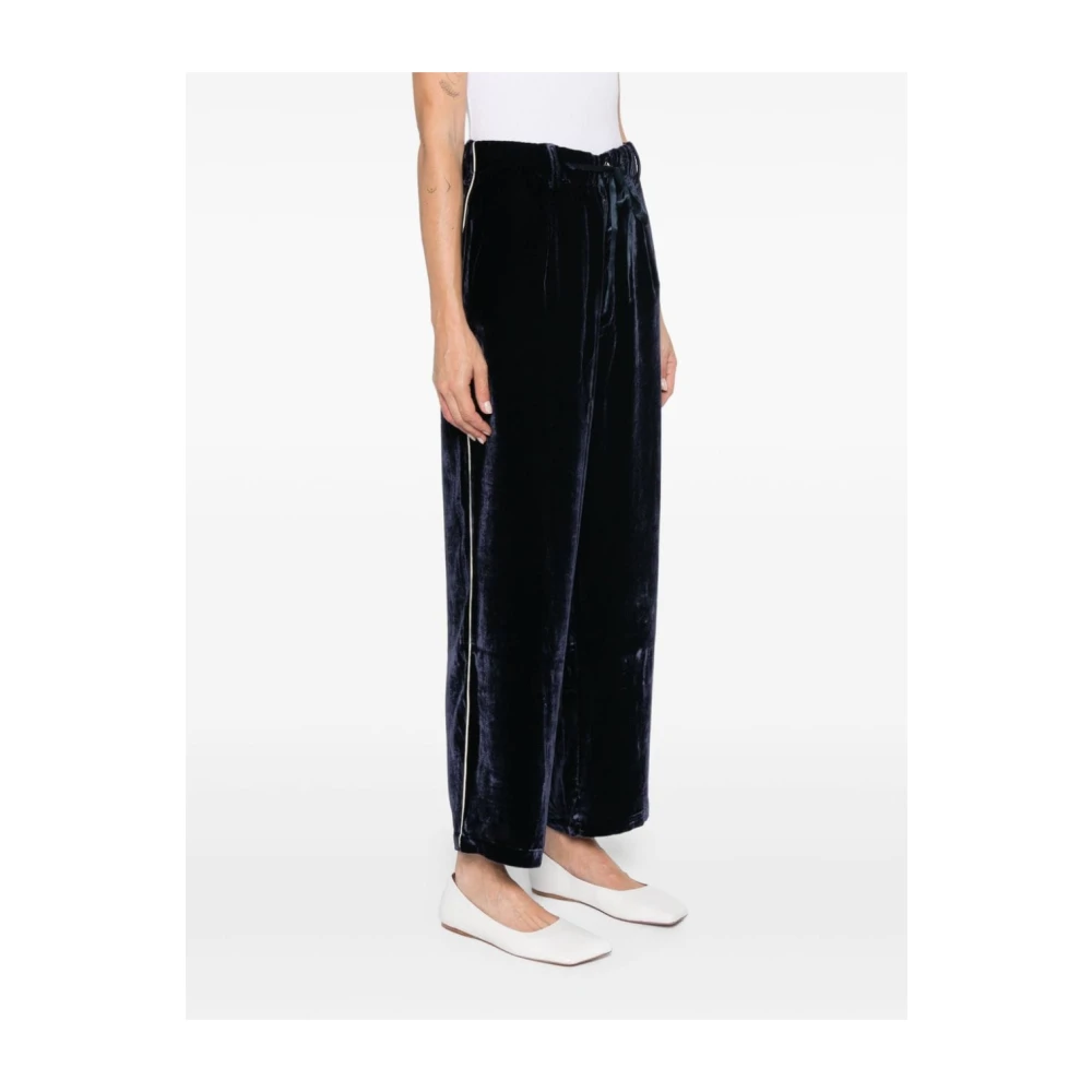 Pierre-Louis Mascia Blauwe Fluwelen Broek met Pijpdetail Blue Dames