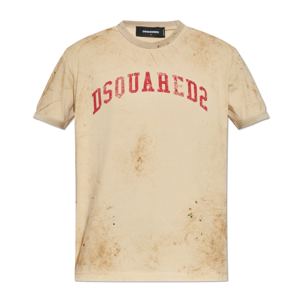Dsquared2 Men's Beige T-Shirts, Xl, T-Shirt With Logo