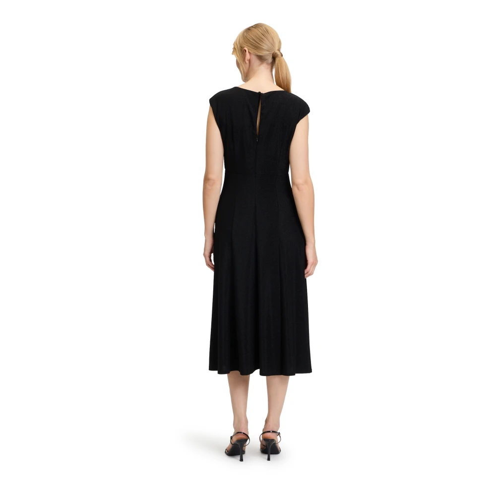 Betty & Co Mouwloze Jerseyjurk met Plooien Black Dames