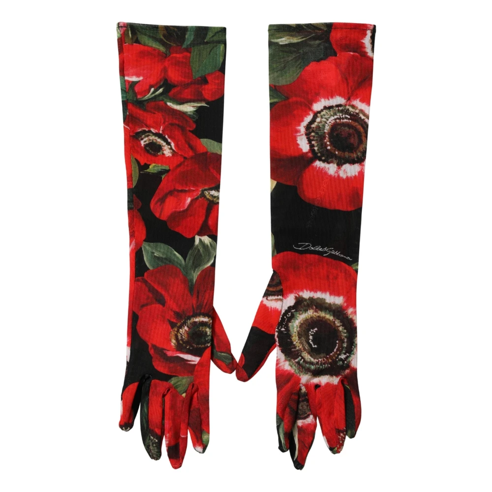 Dolce & Gabbana Multicolor Floral Jersey Gloves