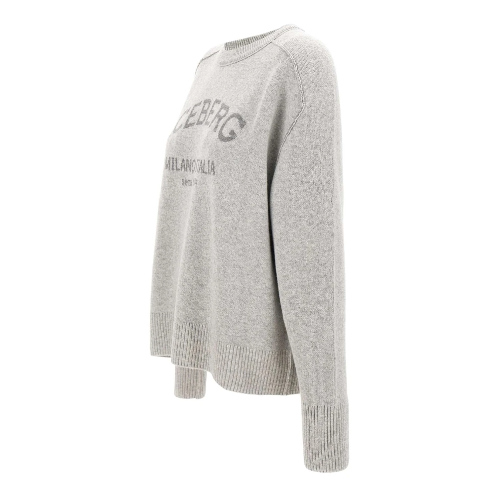 Iceberg Grijze Wollen Trui met Jacquard Werk Gray Dames
