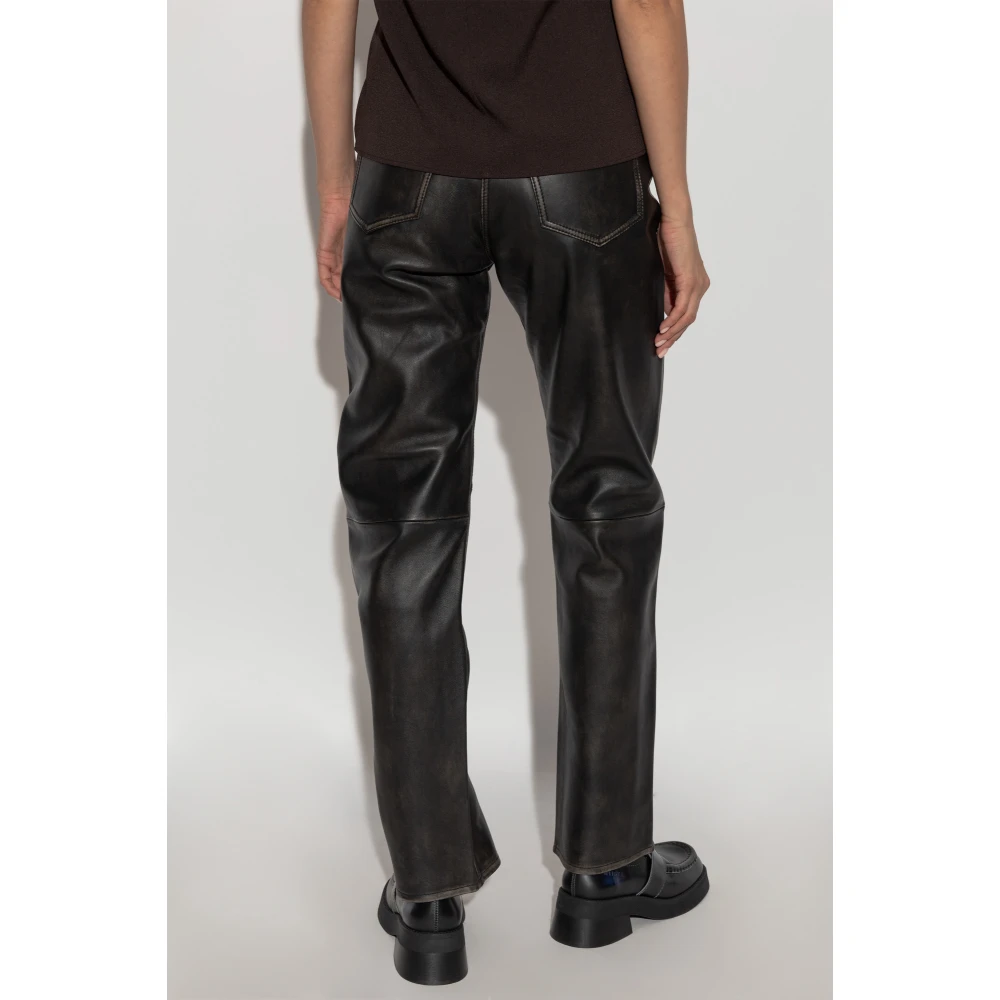 Samsøe Leren broek Salynn Black Dames