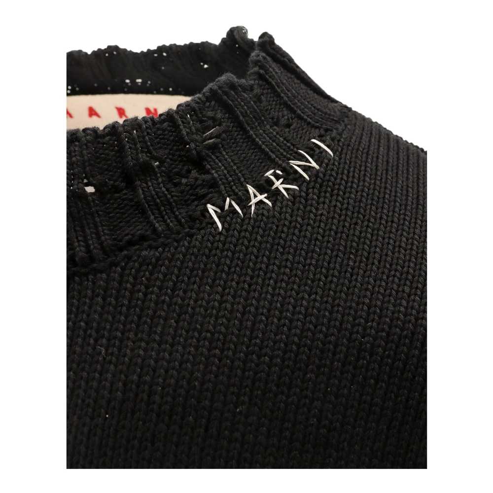 Marni Katoenen Heren Sweatshirt met Geborduurd Logo Black Heren