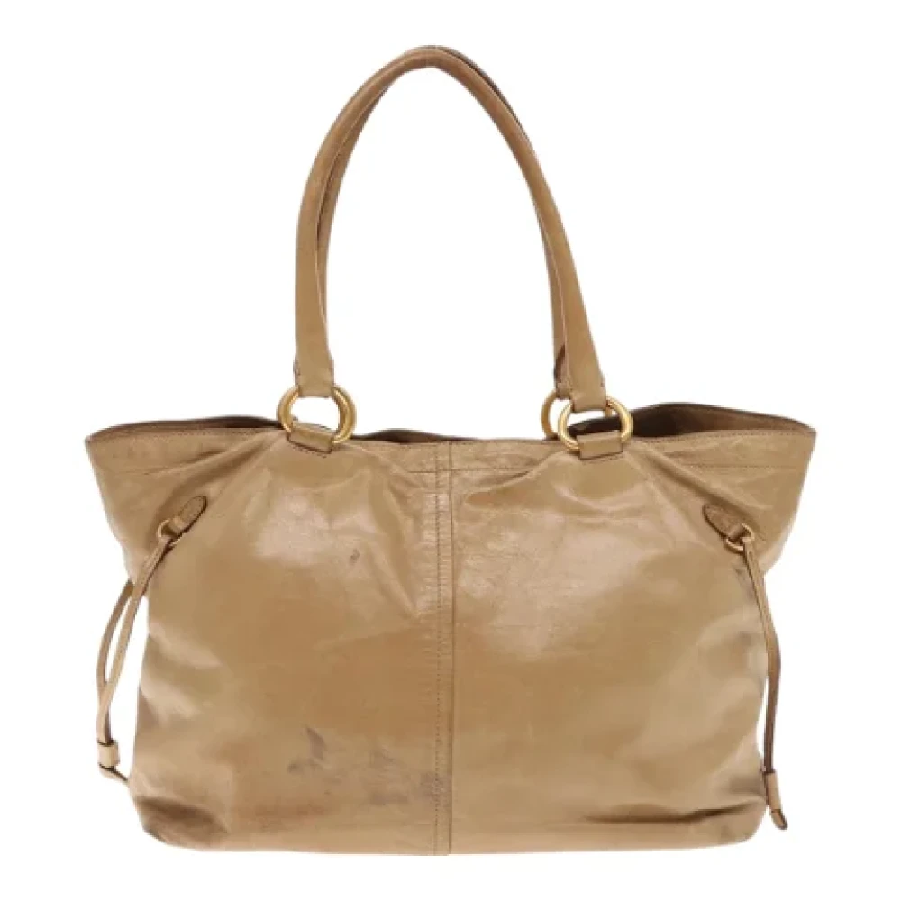 Prada Vintage Pre-owned Leather prada-bags Beige Dames