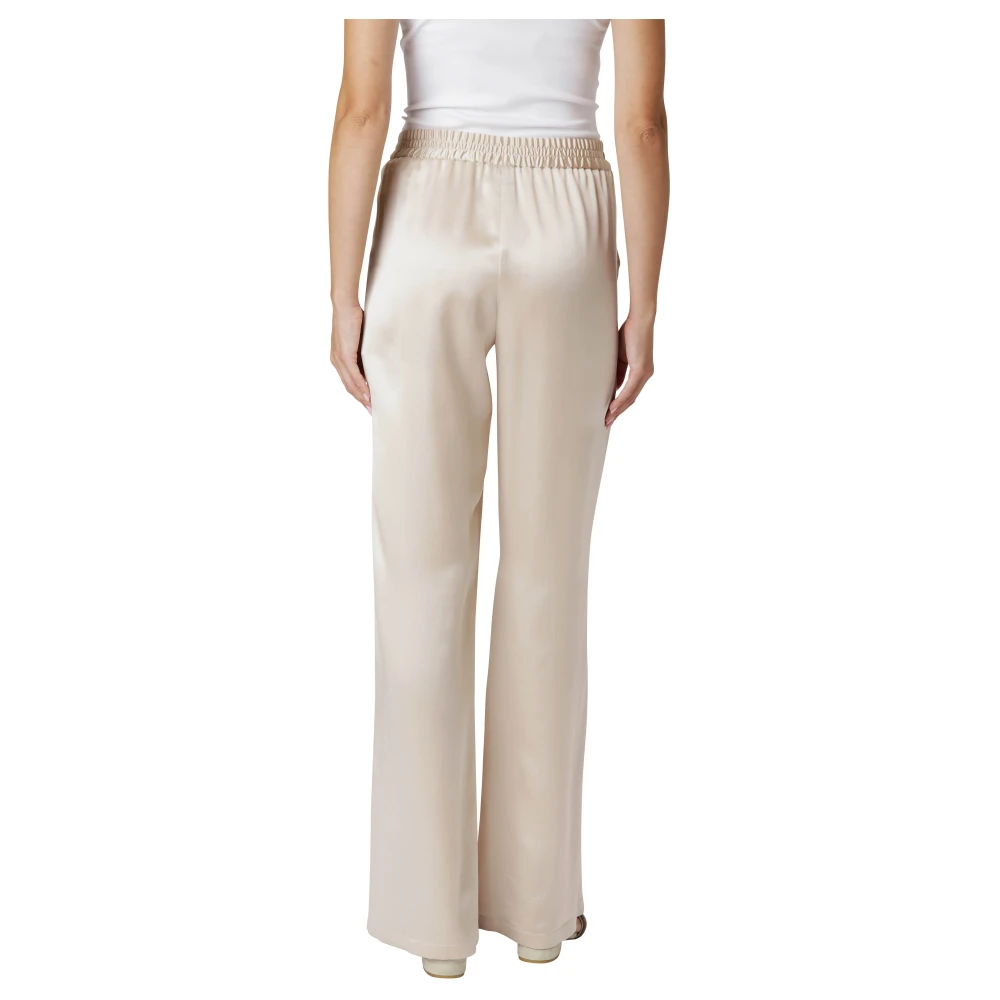 Eleventy Zijden Palazzo Broek Elastische Taille Beige Dames