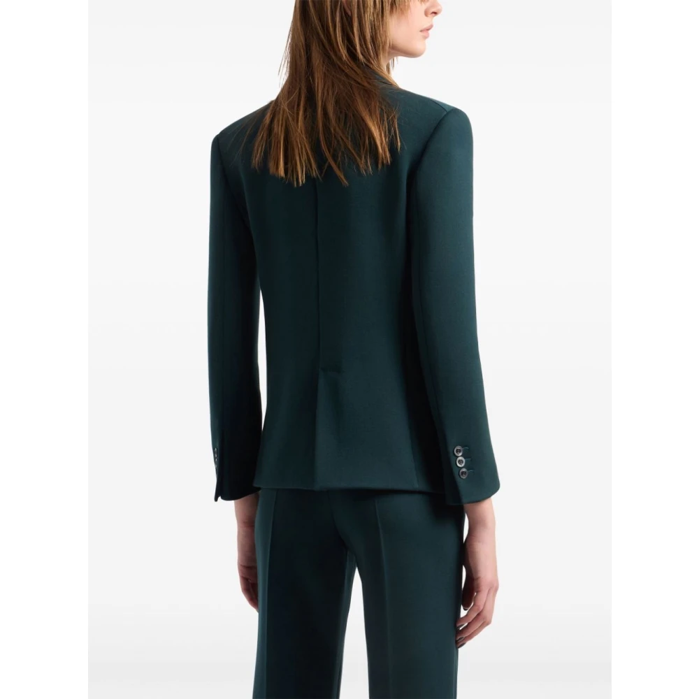 Giorgio Armani Groene wollen jassen met logoknopen Green Dames