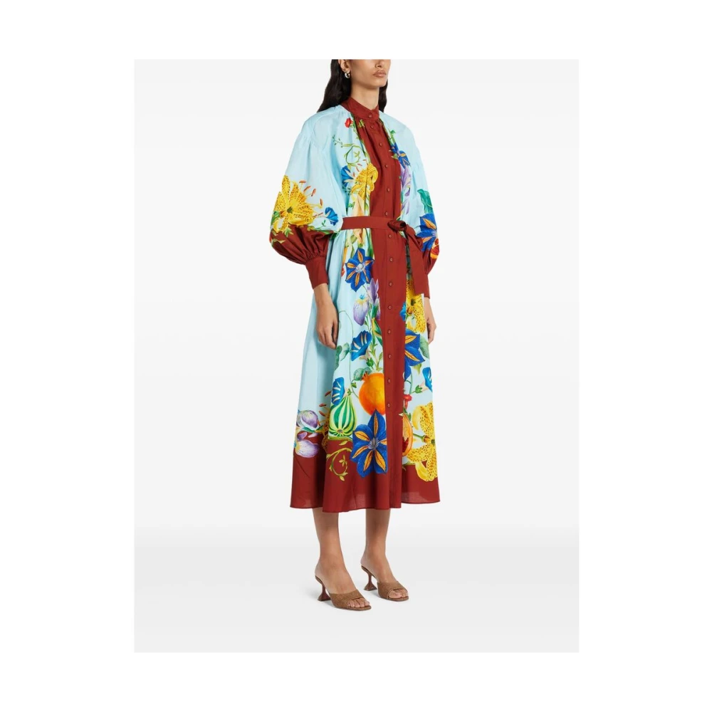 Alemais Blauwe Knoopsluiting Taille-Strik Jurk Multicolor Dames