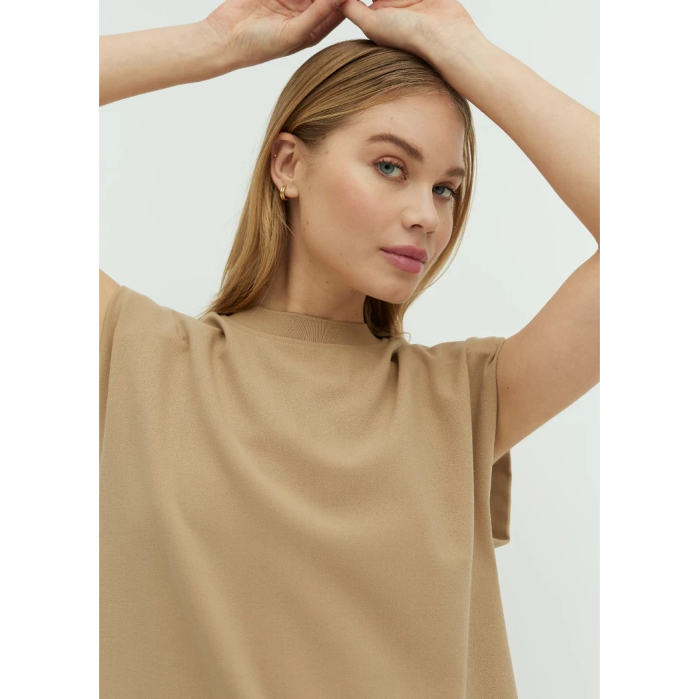 MbyM Beige Mouwloze Top met Schoudervullingen Beige Dames
