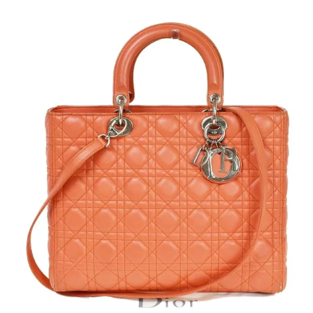 Dior Vintage Pre-owned Cotton handbags Orange Dames
