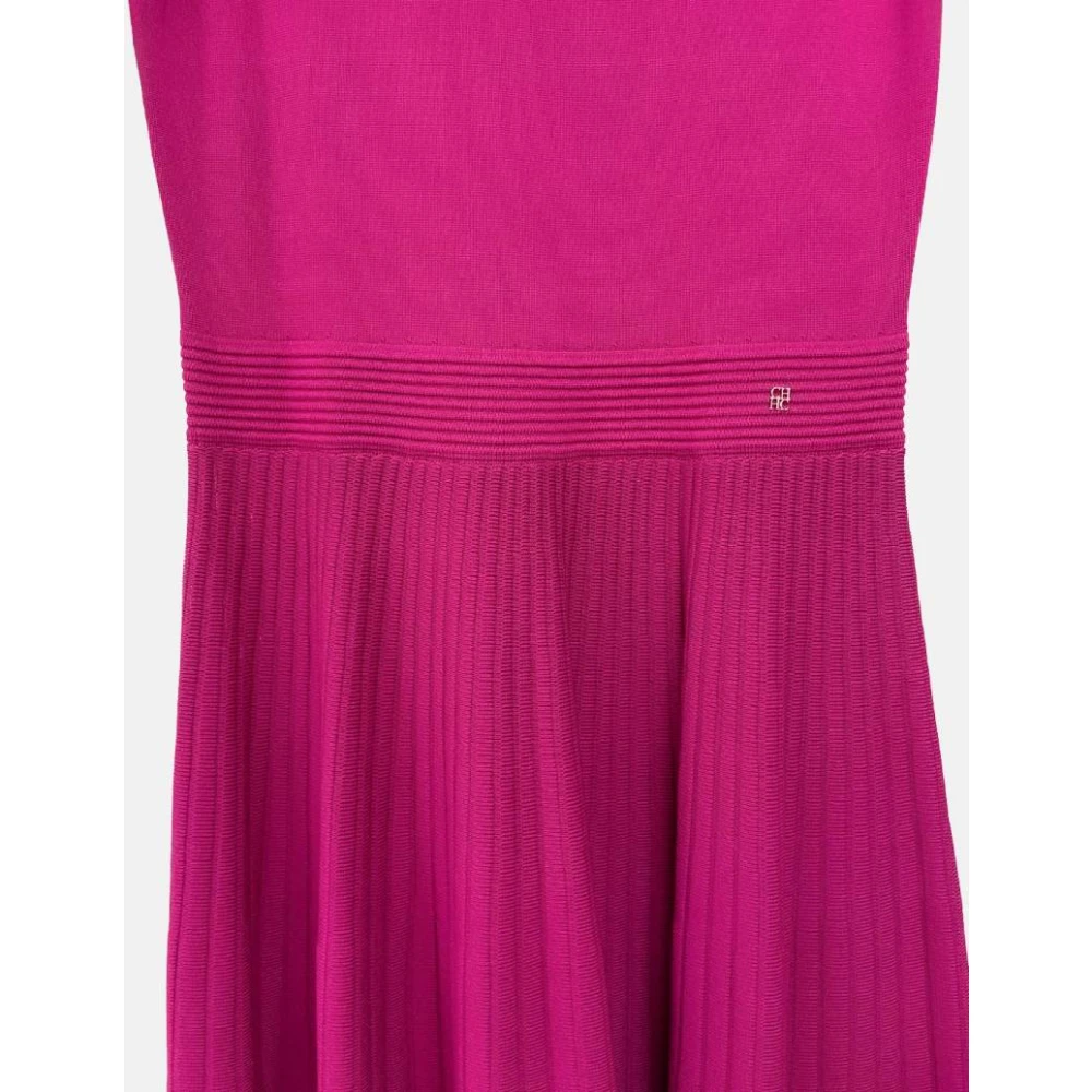 Carolina Herrera Geplooide Jacquard Jurk Fuchsia Pink Dames