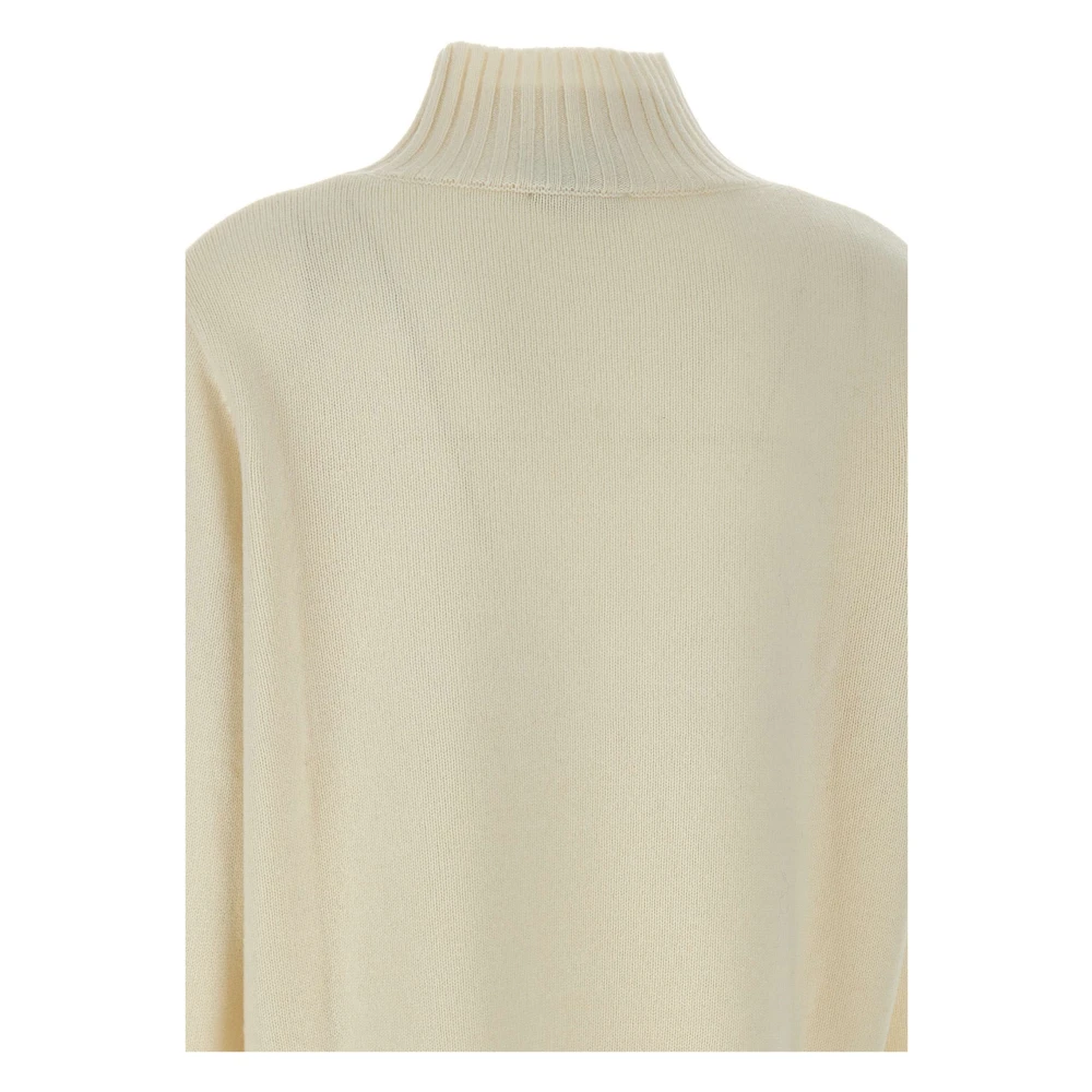 Kaos Roomwitte wollen trui met opstaande kraag Beige Dames