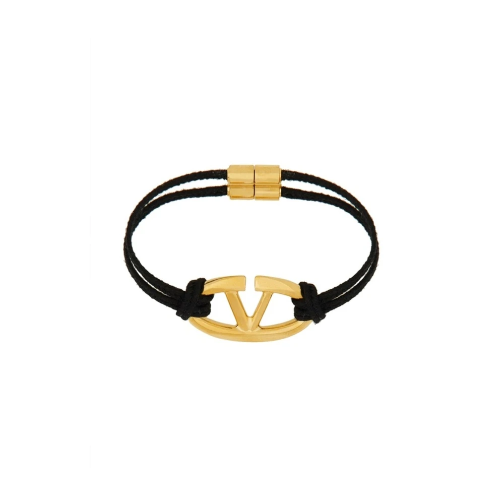 Valentino Garavani Women's Black V-Logo Cotton Bracelet