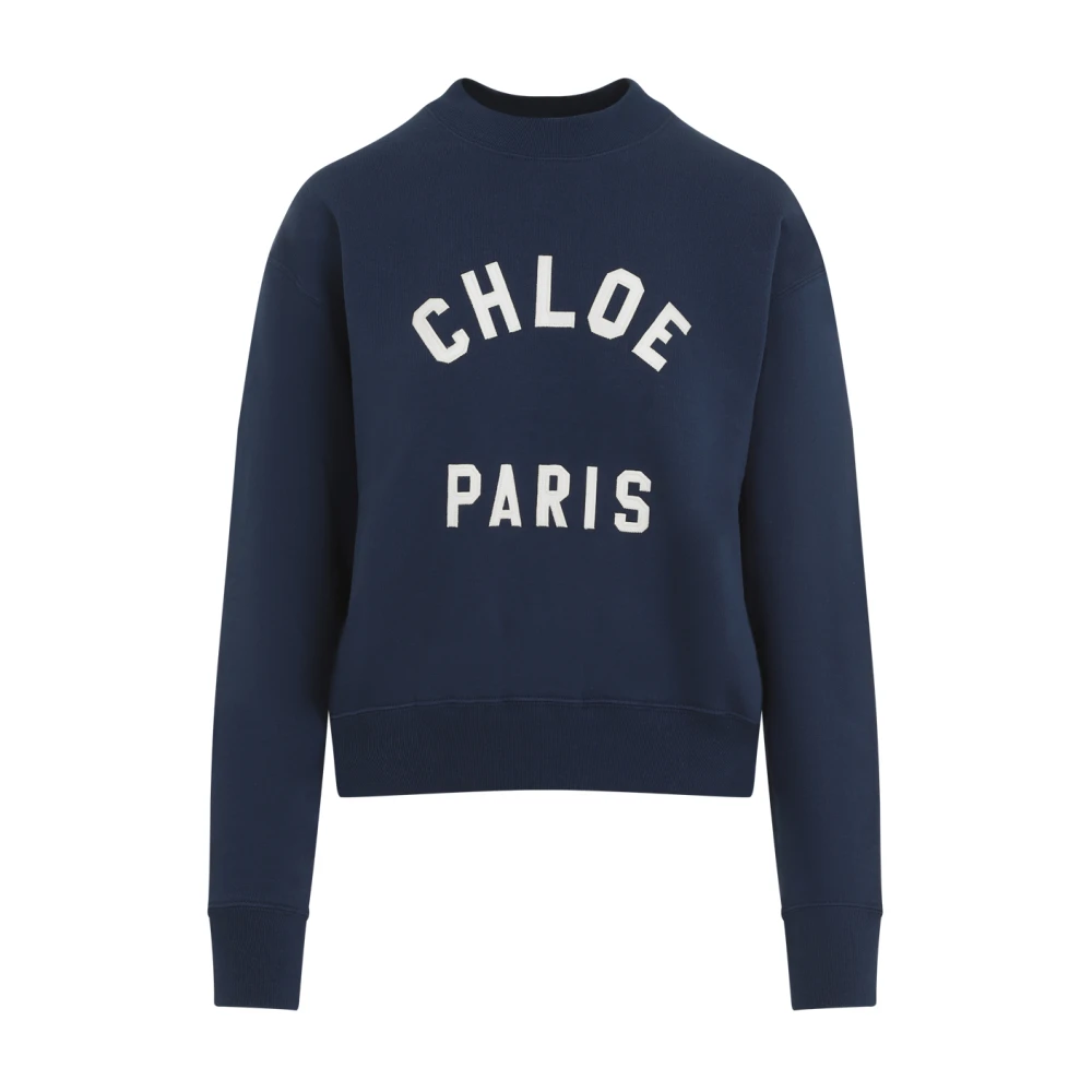 Chloé Blauwe Sweater Mock-Neck Trendy Stijl Blue Dames