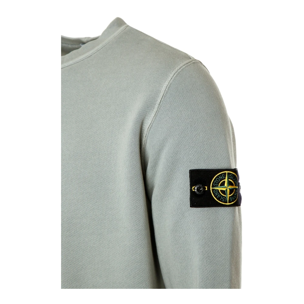Stone Island Diagonaal Geweven Sweatshirt met Ronde Hals Gray Heren