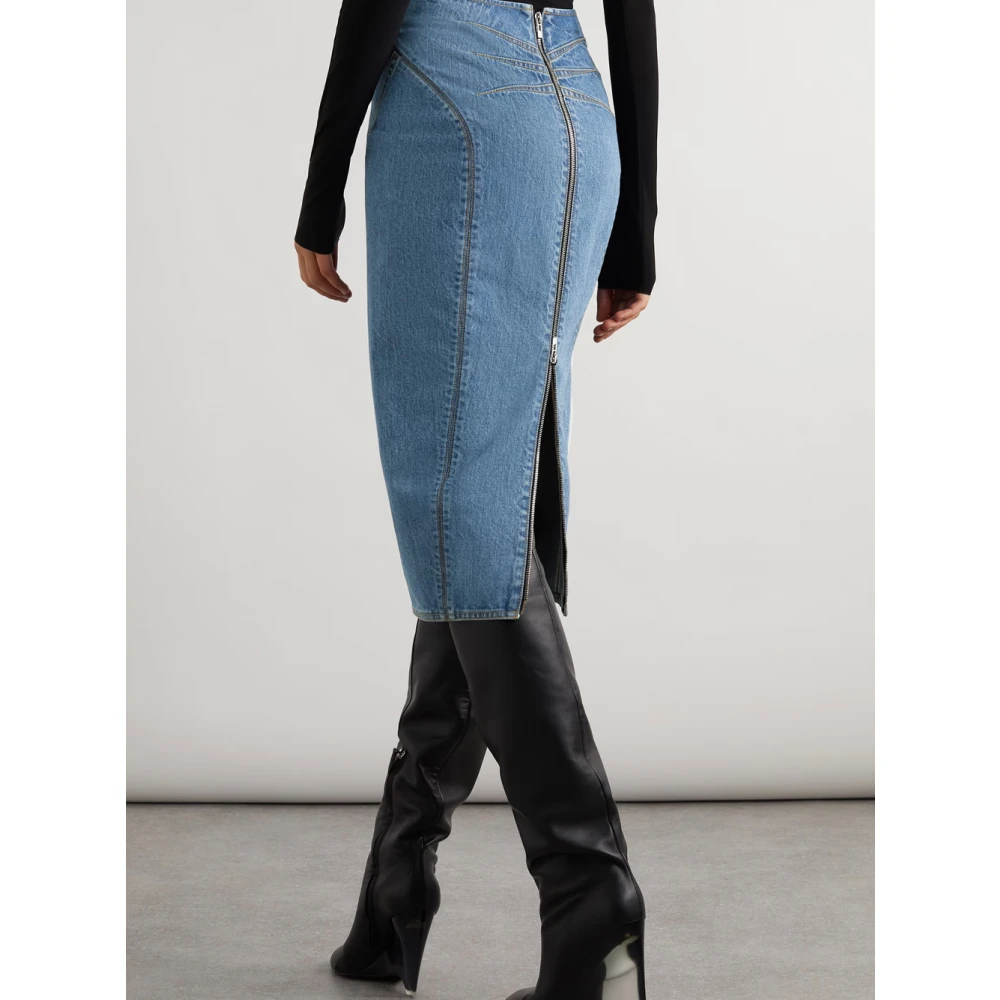 Alaïa Vintage Blauwe Denim Pencil Rok Blue Dames