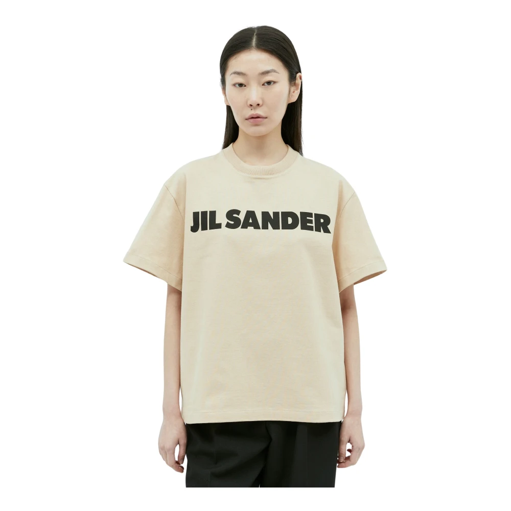 Jil Sander Women's Beige Logo Print T-Shirt - T-Shirts - Xs - Tops