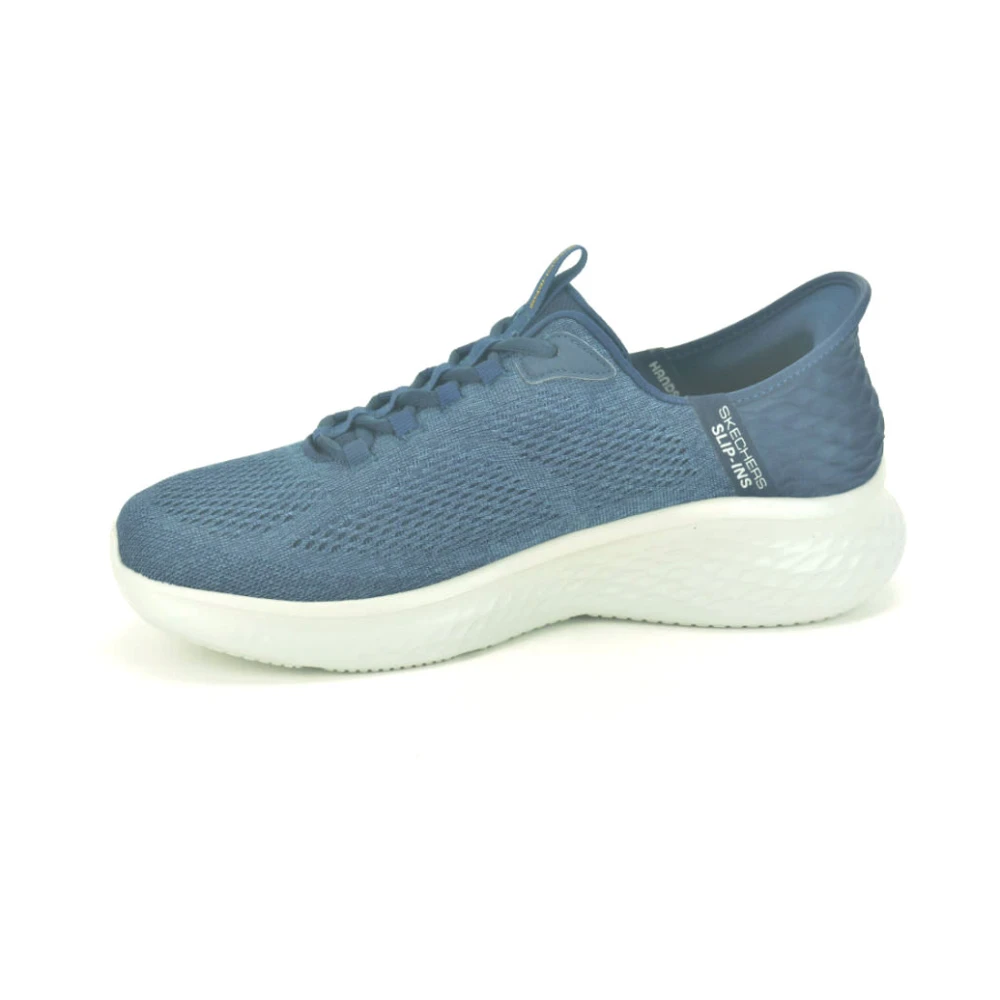 Skechers BlauwGrijs Lycra Slip-On Schoenen Heren Schoenen