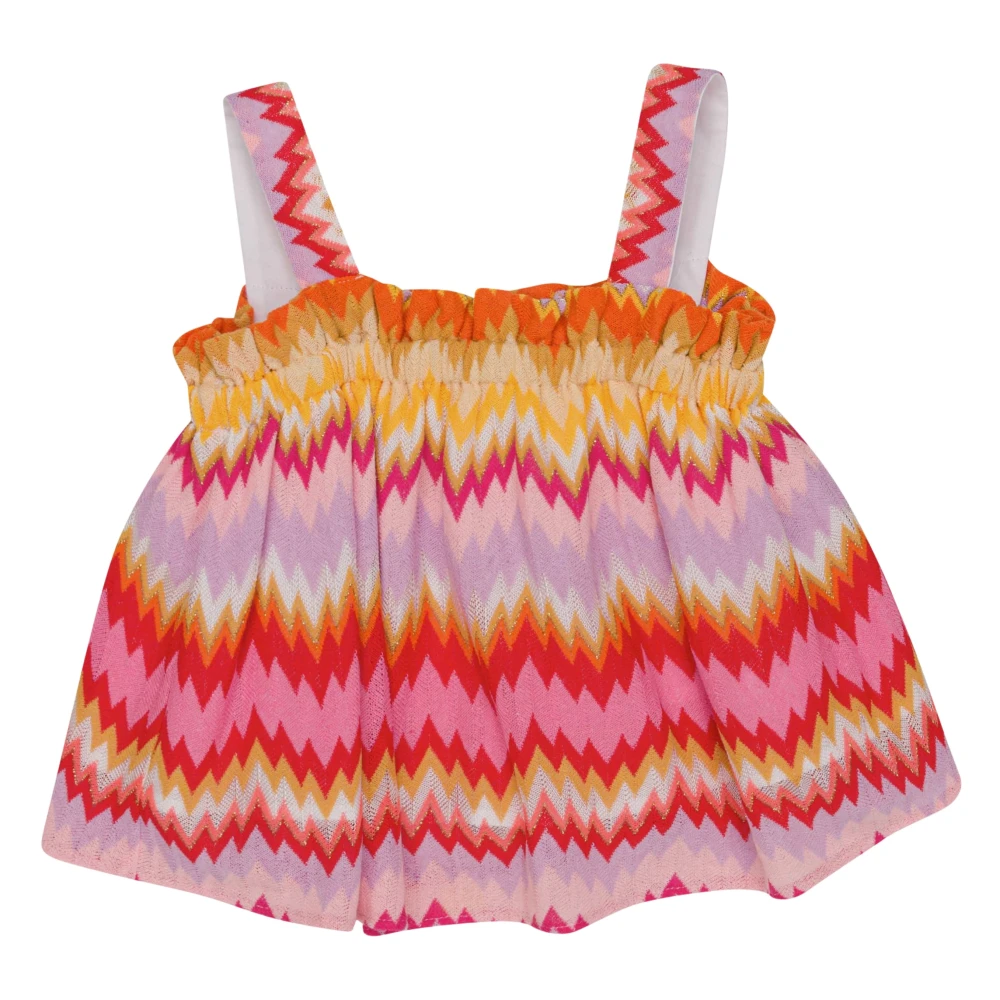Missoni Girls Multicolor Zigzag Woven Top In Multicolour Size 12 Y