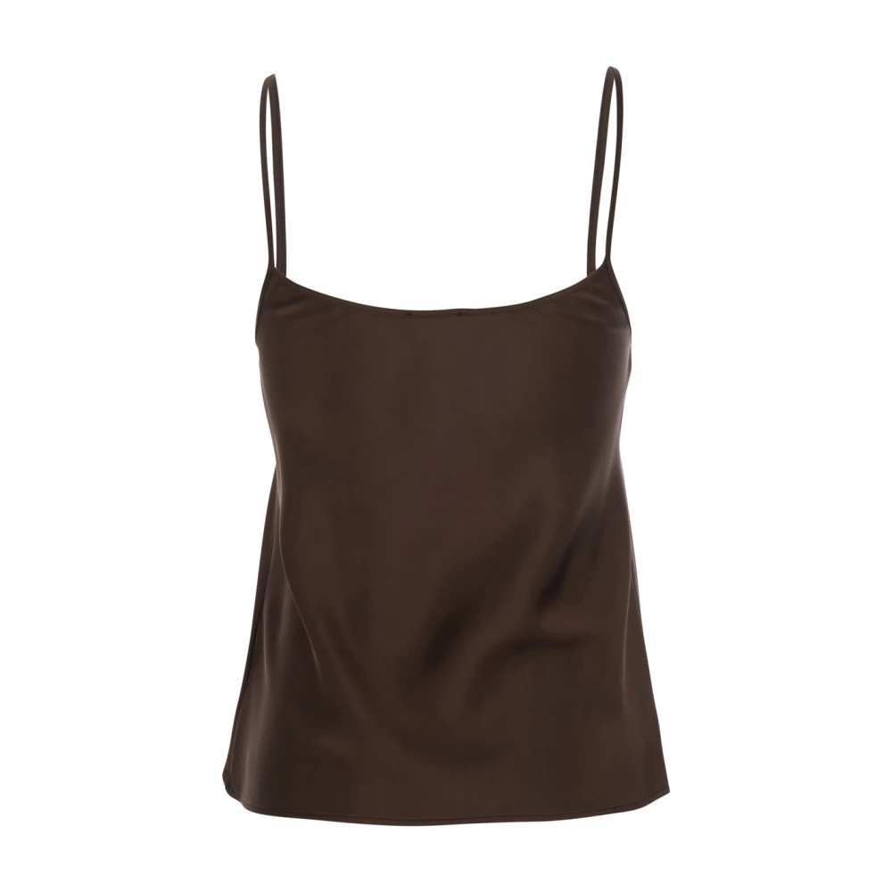Plain Units Bruine Satijnen Spaghettiband Top Brown Dames