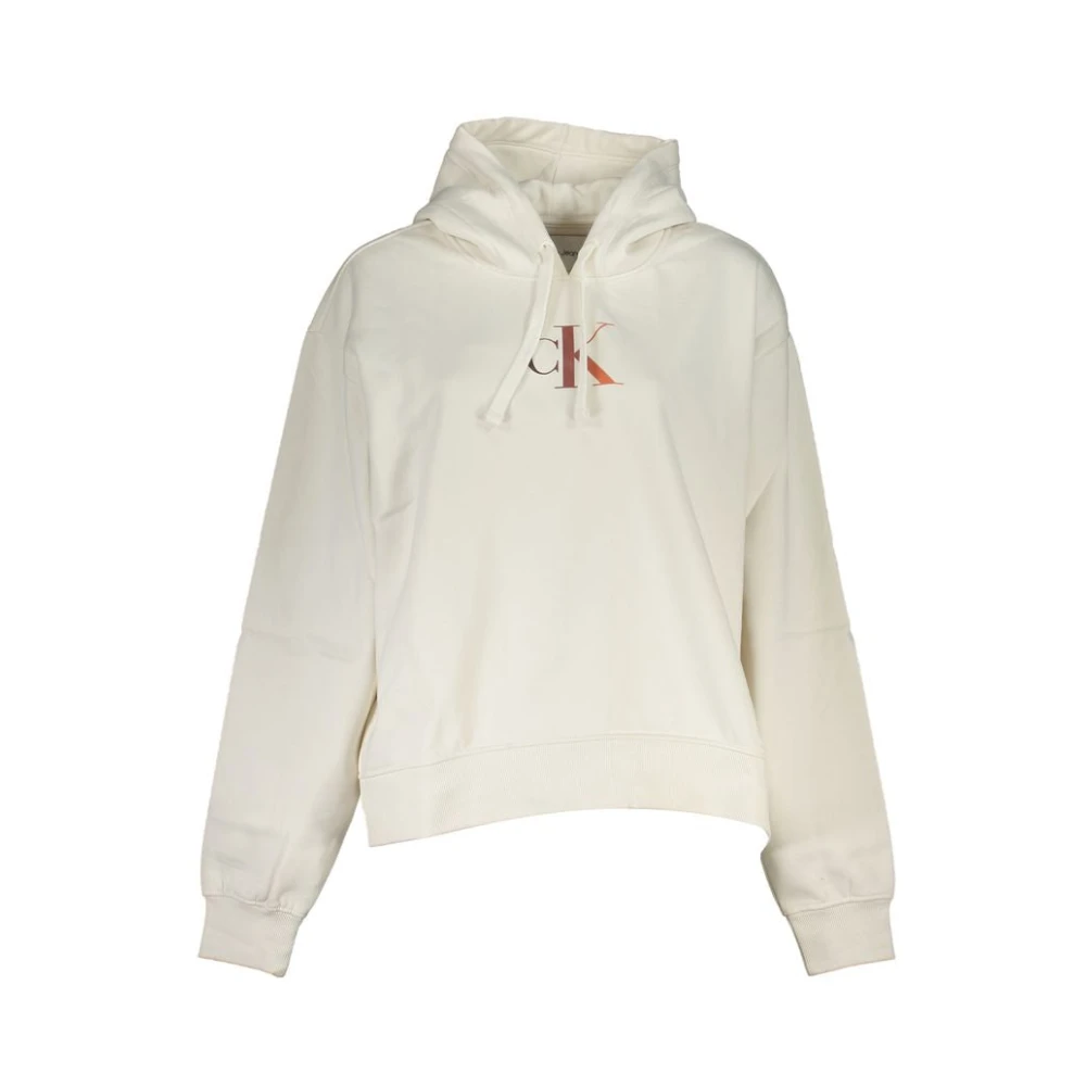Calvin Klein Women's White Hoodies, Xl, Fleece Hoodie With Stylish Design
