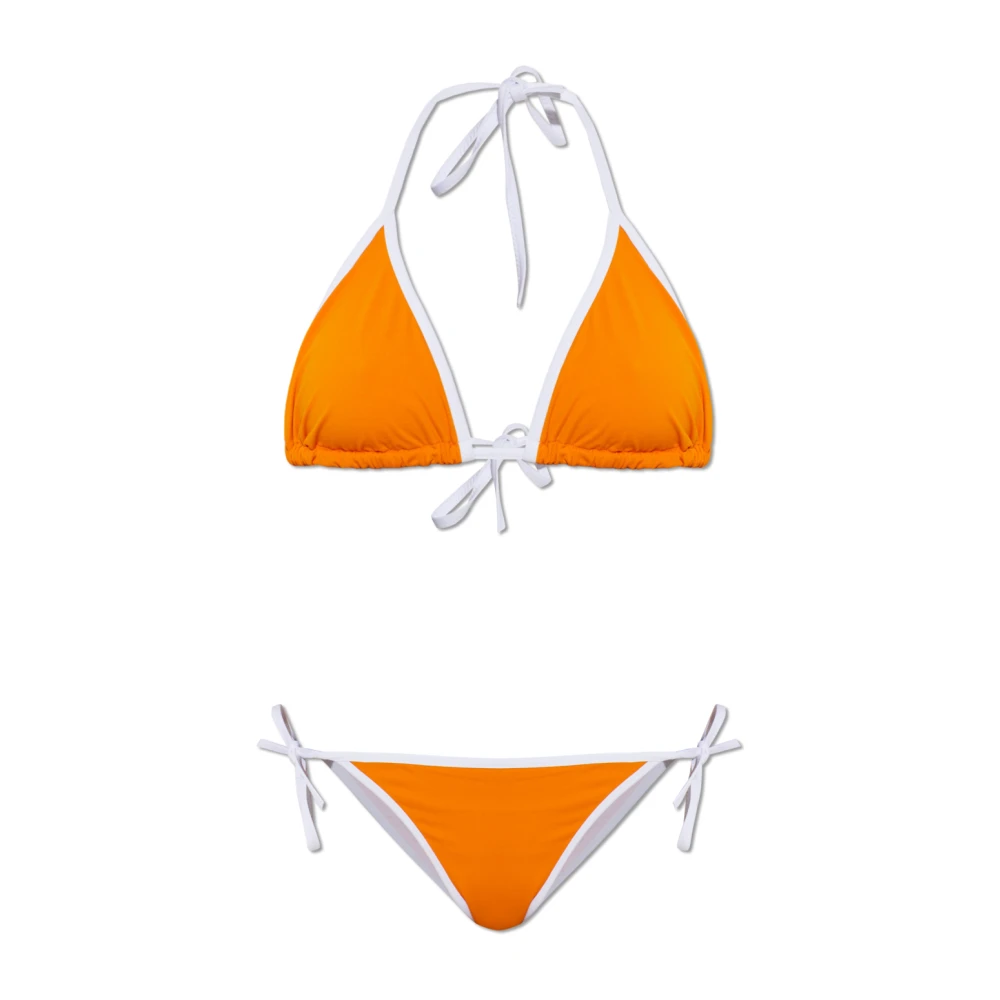 Mm6 Maison Margiela Vrouw Oranje Badmode Dames, L, Bikini Met Contrasterende Rand