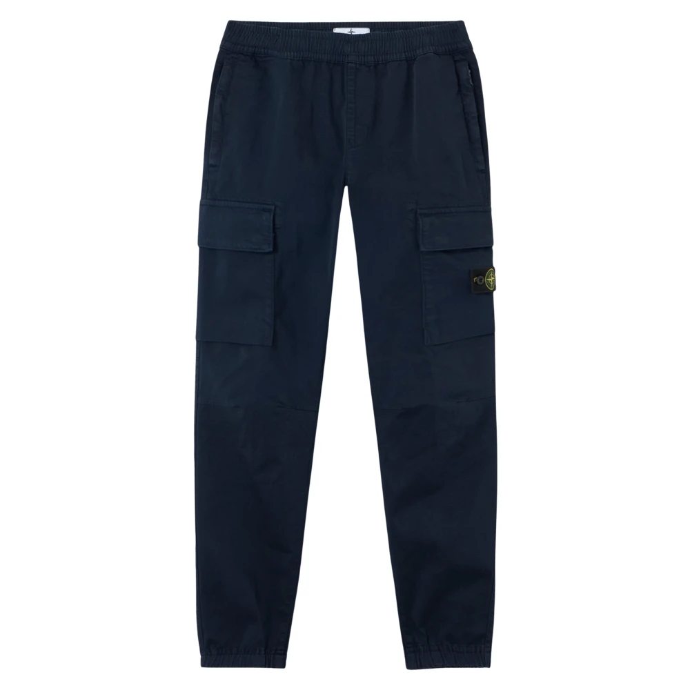 Stone Island , Trousers, Unisex, Blue, 4 Y, Cotton Stretch Cargo Trousers