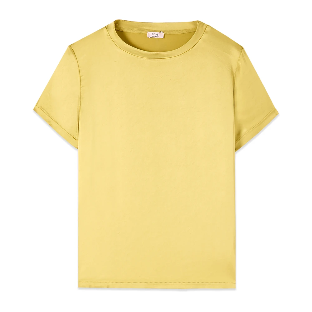 Oltre Femme Jaune - Blouse Manches Courtes En Satin - Blouses Et Chemises - Taille: 36 Fr