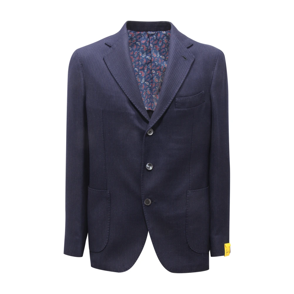 Gabo Napoli Blue Blazers, Male, Xl, Wool/Silk Texu Jacket