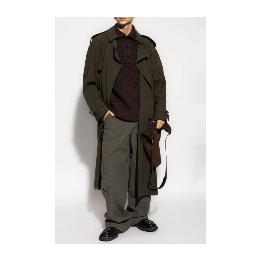 Dries Van Noten Polo Sweater met hoge kraag Brown Heren