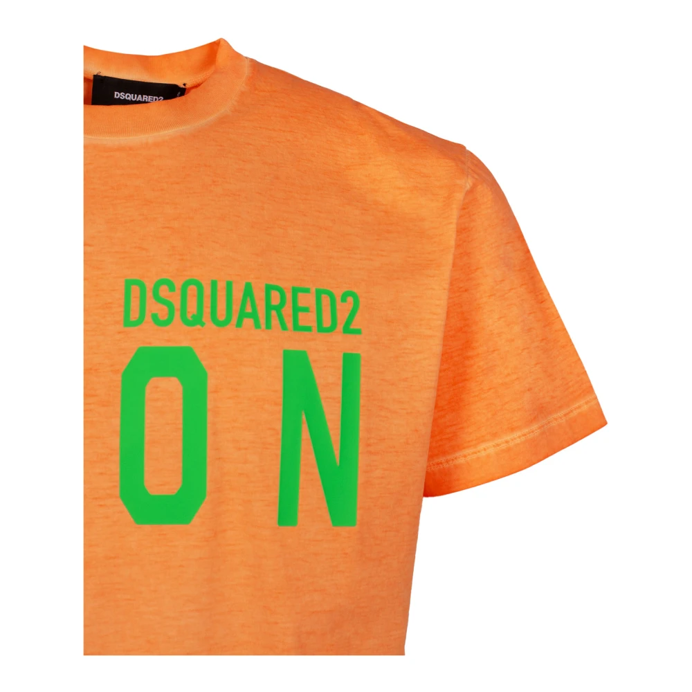 Dsquared2 Cool Fit Tee met Neon Orange Print Orange Heren