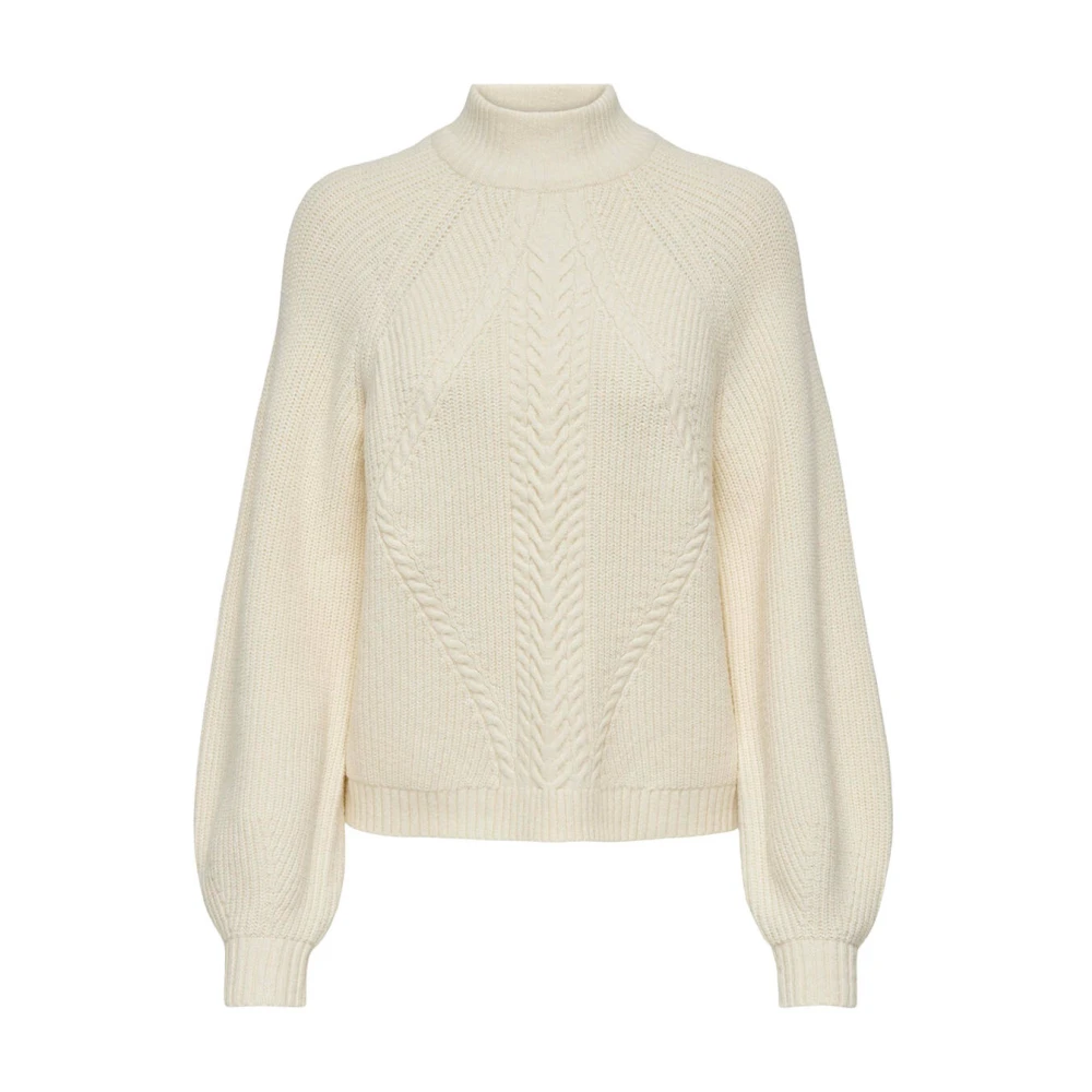 Only Women's White Turtlenecks,, Highneck Knit Pullover Medium