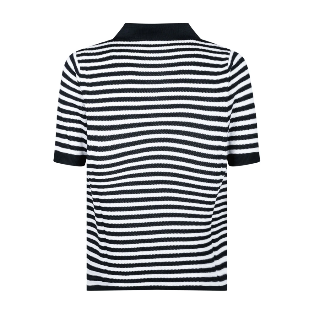 Dolce & Gabbana Blauw Wit Gestreept V-Hals Polo Shirt Black Heren