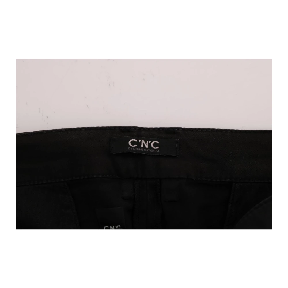 Costume National Zwarte Slim Fit Katoenen Stretchbroek Black Heren
