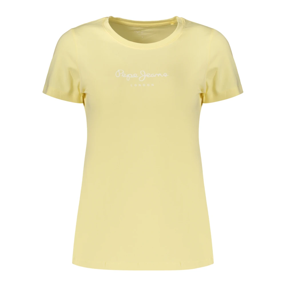 Pepe Jeans, Damen, Shirts, Yellow Cotton Women's T-Shirt, Beige, Gelb, (XL) - Bild 4