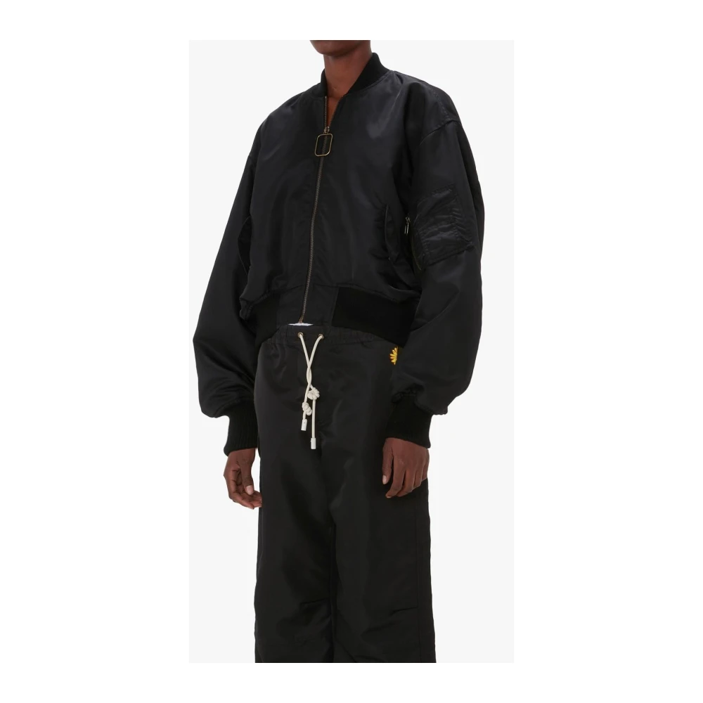 JW Anderson Zwarte Bomberjack met Gebogen Zoom Black Dames