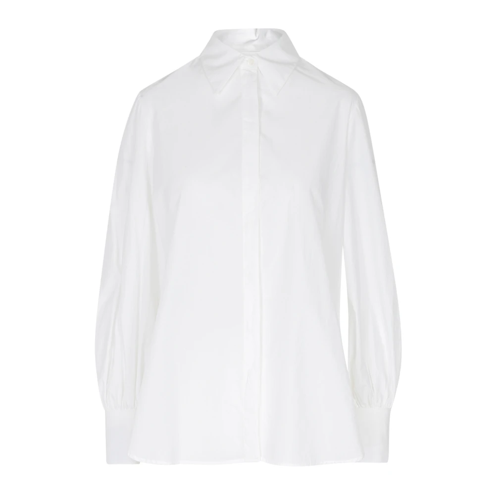 Ottod'Ame Witte Popeline Overhemd met Klassieke Kraag White Dames