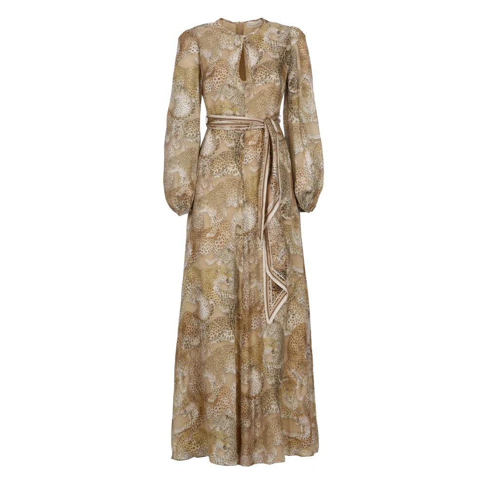 Zimmermann Women's Multicolor Maxi Dresses, S, Rebellion Long Sleeve Silk Sheath Maxi Dress