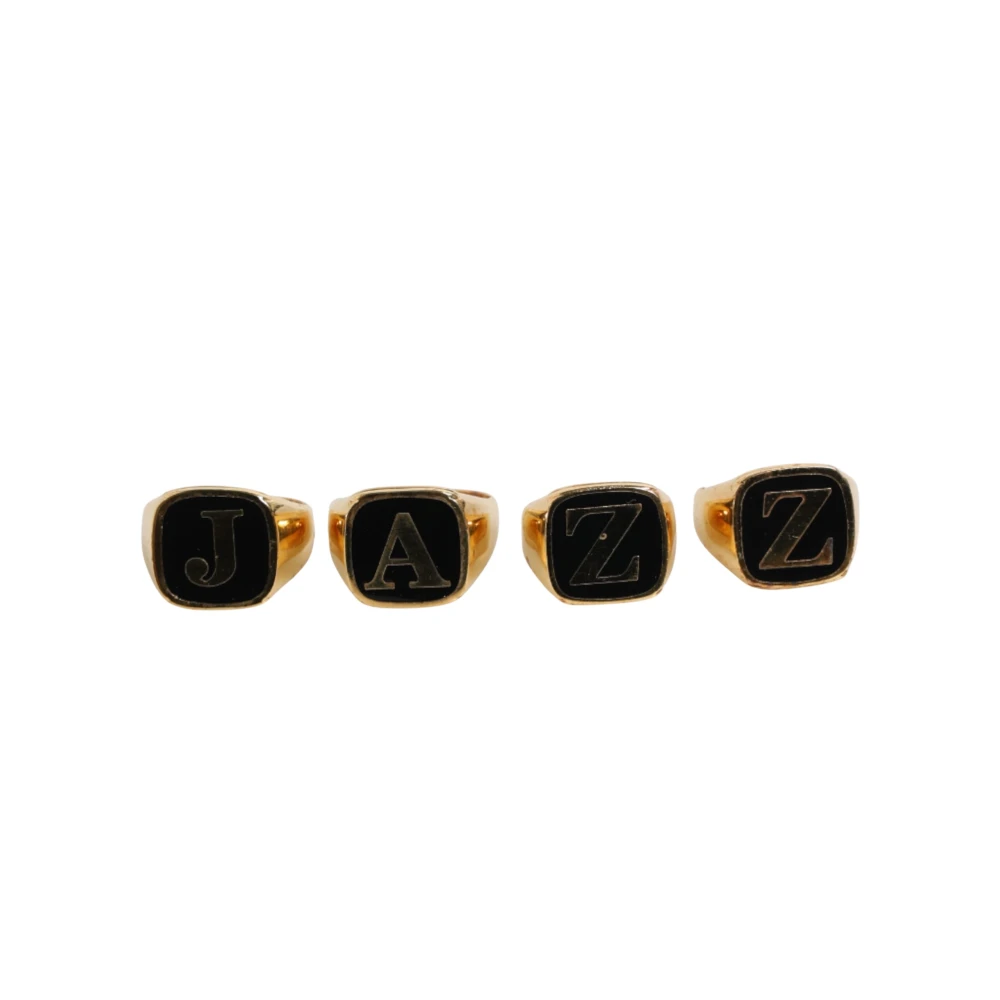 Dolce & Gabbana Black Gold Tone Brass Jazz Letter Set - Unisex - Rings - One Size - Accessories