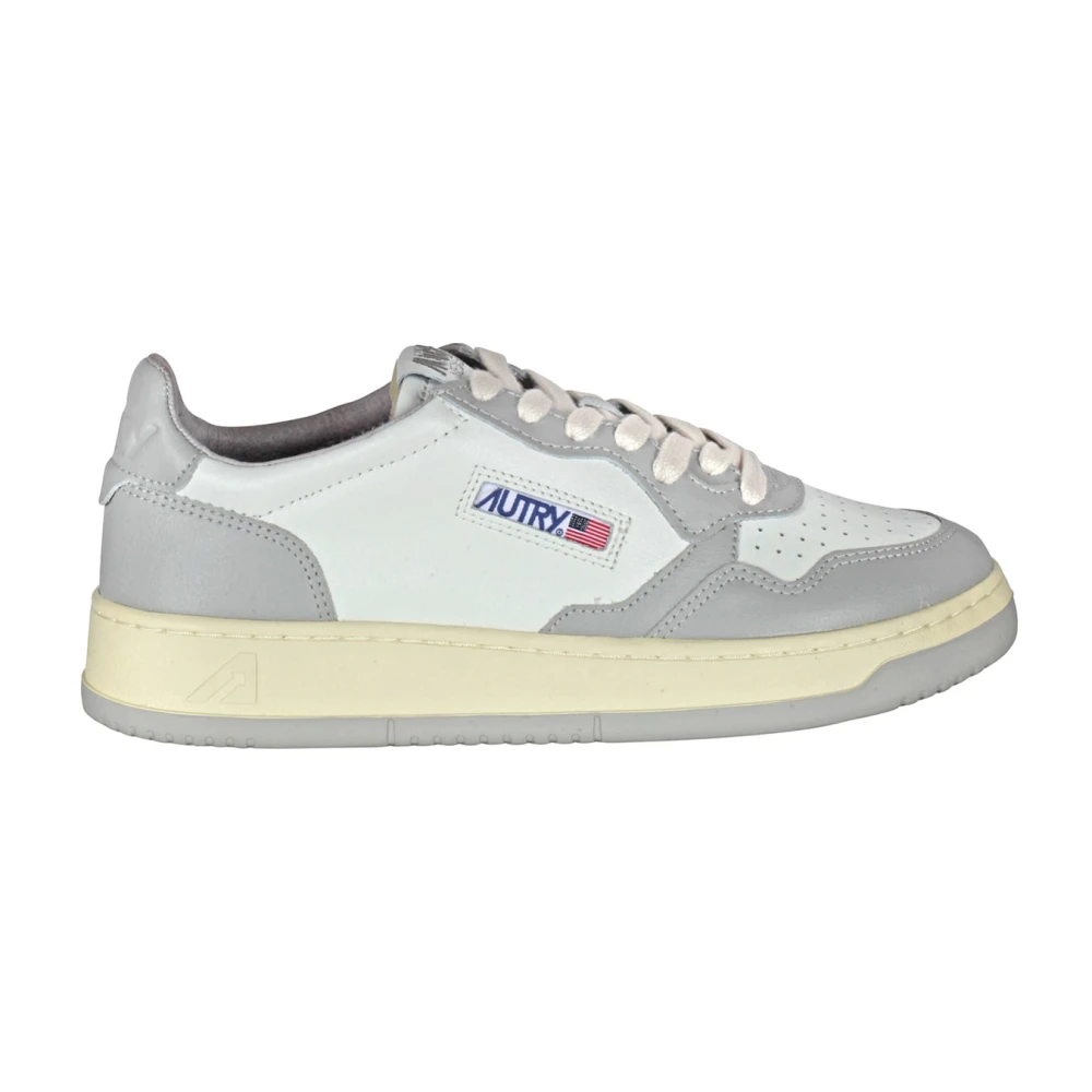 Autry Leren sneakers met geborduurd logo Dames Schoenen Grijs