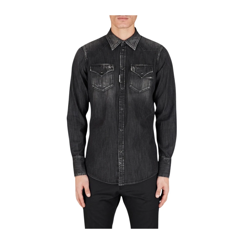 Dsquared2 Klassisk Western Skjorta Black, Herr