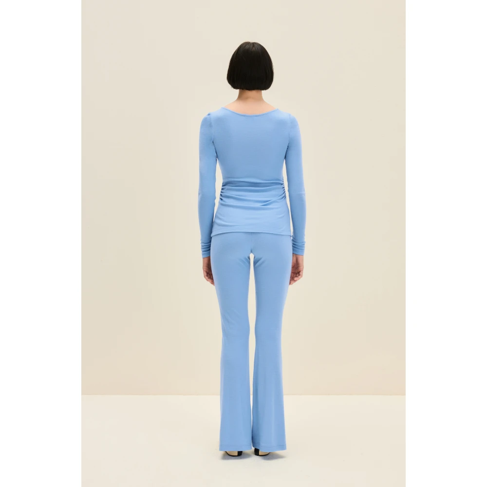 Jaaf Arctic Blue Wollen Top met Gedraaide Voorkant Blue Dames