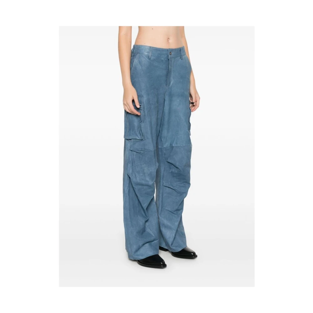 Salvatore Santoro Gestructureerde Cargo Broek Staalblauw Blue Dames